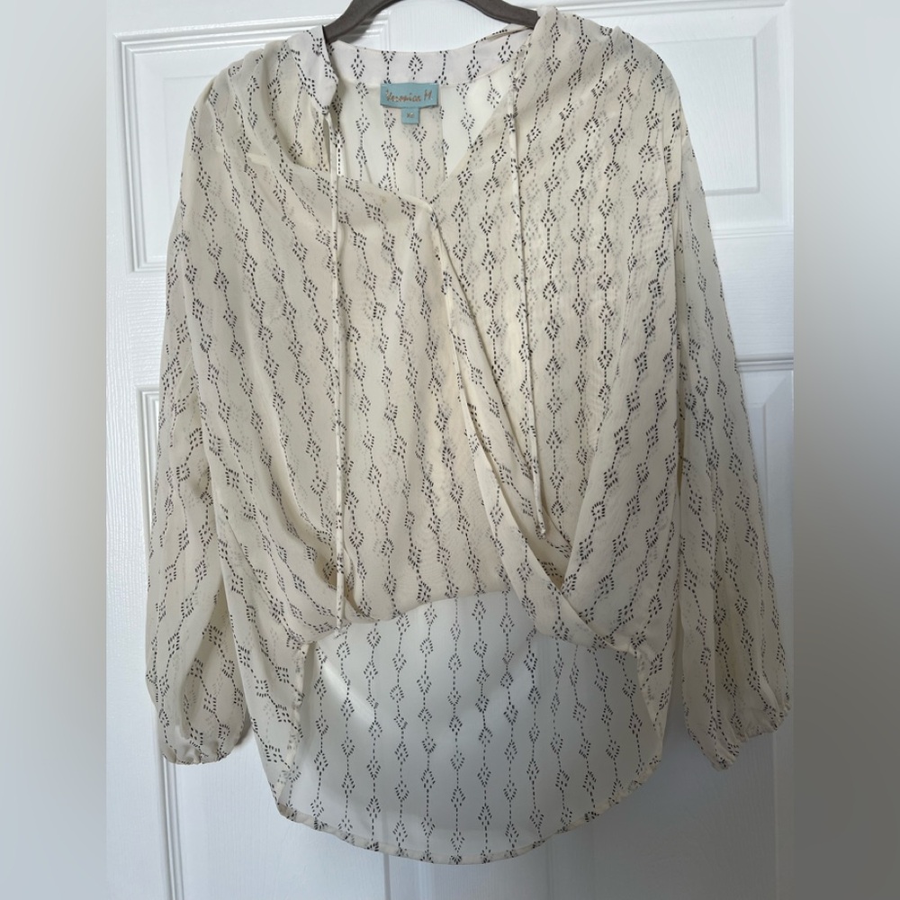 NWOT Veronica M. Draped surplice blouse XS